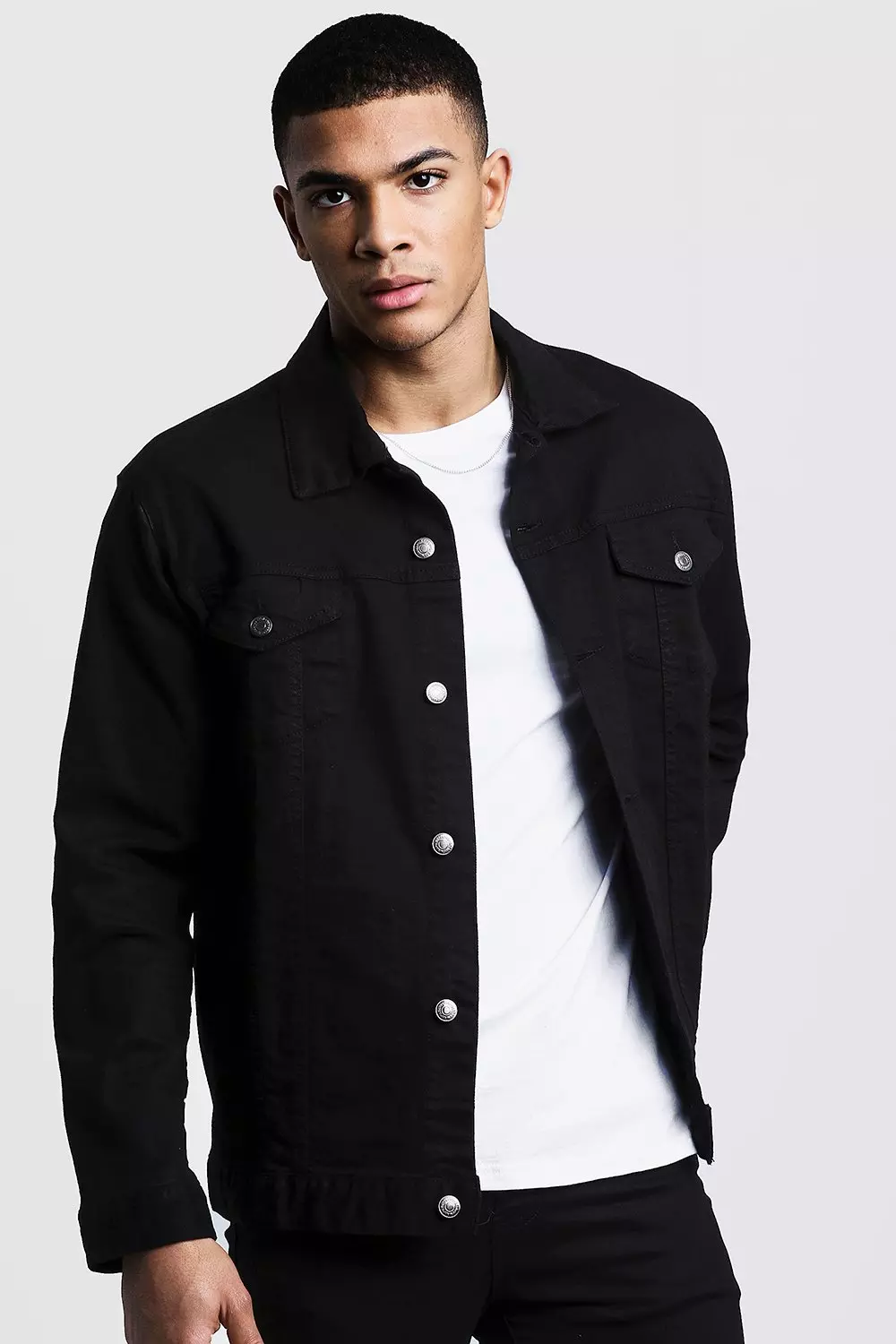 Black muscle fit top denim jacket